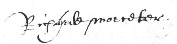 Richard Worcester signature 1608